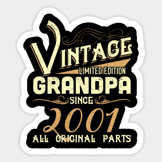 Vintage Grandpa Since 2001 Funny Man Myth Legend Daddy Sticker by johnbbmerch